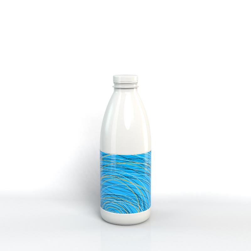 ПЭТ-бутылка с завинчивающейся пробкой и пластиковой этикеткой